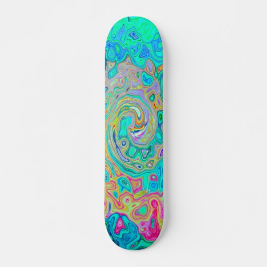 Groovy Abstract Retro Rainbow Liquid Swirl Persoonlijk Skateboard (Voorkant)