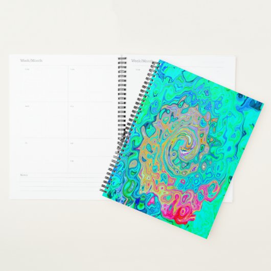 Groovy Abstract Retro Rainbow Liquid Swirl Planner (Display)