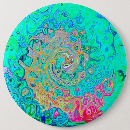 Groovy Abstract Retro Rainbow Liquid Swirl Ronde Button 6,0 Cm (Voorkant)