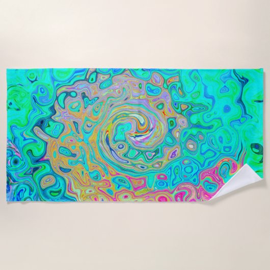 Groovy Abstract Retro Rainbow Liquid Swirl Strandlaken (Voorkant)