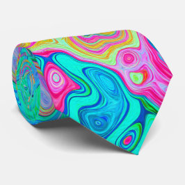Groovy Abstract Retro Rainbow Liquid Swirl Stropdas