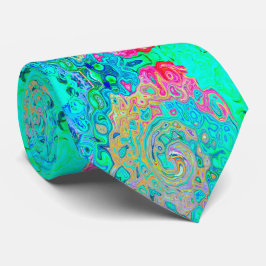 Groovy Abstract Retro Rainbow Liquid Swirl Stropdas