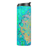 Groovy Abstract Retro Rainbow Liquid Swirl Thermosbeker (Gedraaid links)