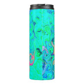 Groovy Abstract Retro Rainbow Liquid Swirl Thermosbeker (Achterkant)