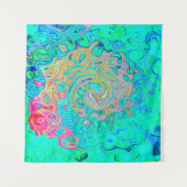 Groovy Abstract Retro Rainbow Liquid Swirl Wandkleed (Voorkant (horizontaal))