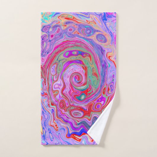 Groovy Abstract Retro Red, Paars en roze zwijn Bad Handdoek (Handdoek)
