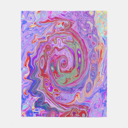 Groovy Abstract Retro Red, Paars en roze zwijn Fleece Deken (Voorkant)