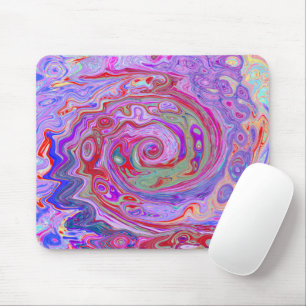 Groovy Abstract Retro Red, Paars en roze zwijn Muismat