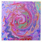 Groovy Abstract Retro Red, Paars en roze zwijn Tegeltje (Voorkant)