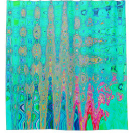 Groovy Abstract Retro Regenboog Atoomgolven Douchegordijn