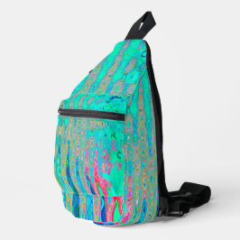 Groovy Abstract Retro Regenboog Atoomgolven Sling Bag