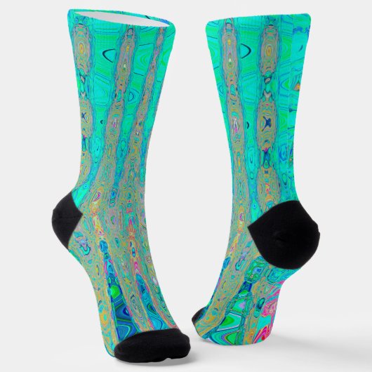 Groovy Abstract Retro Regenboog Atoomgolven Sokken (Gebogen)