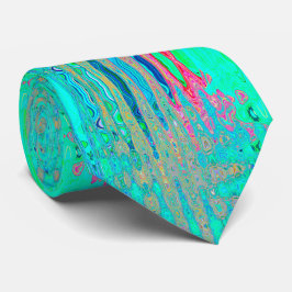 Groovy Abstract Retro Regenboog Atoomgolven Stropdas
