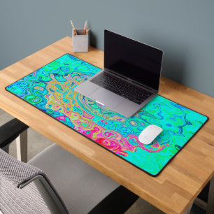 Groovy Abstract Retro Regenboog Vloeibare Draaikol Bureaumat