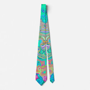 Groovy Abstract Retro Regenboog Vloeibare Draaikol Stropdas