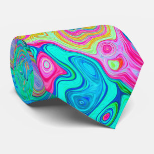 Groovy Abstract Retro Regenboog Vloeibare Draaikol Stropdas