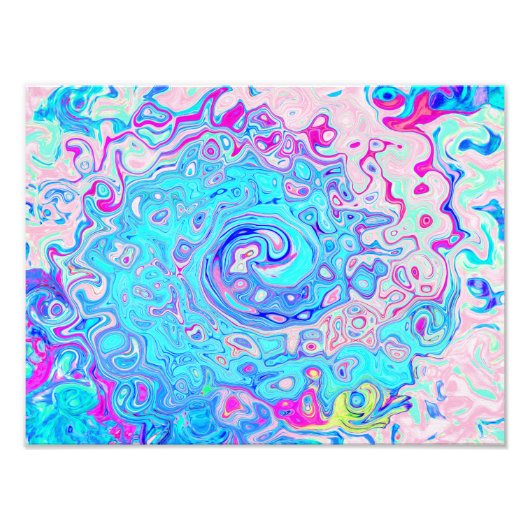 Groovy Abstract Retro Robin's Egg Blauwe Draaikolk Foto Afdruk (Voorkant)