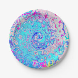 Groovy Abstract Retro Robin's Egg Blauwe Draaikolk Papieren Bordje