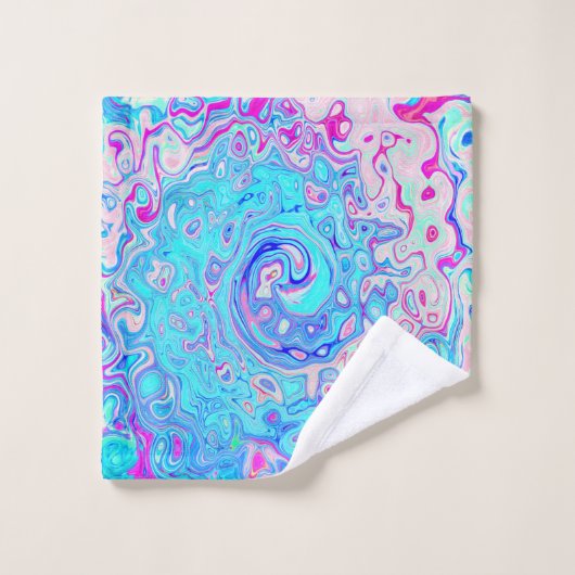 Groovy Abstract Retro Robin's Egg Blauwe Draaikolk Washandje (Wasdoekje)