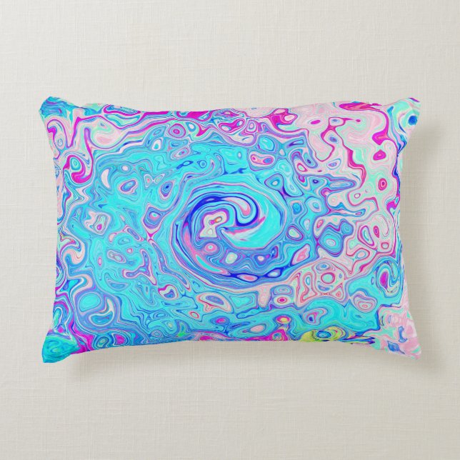 Groovy Abstract Retro Robin's Egg Blue Swirl Accent Kussen (Voorkant)