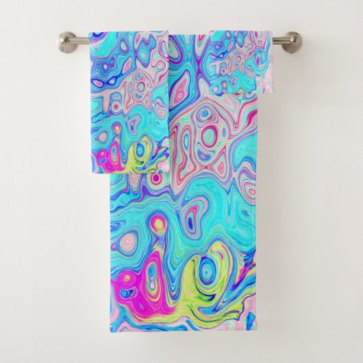 Groovy Abstract Retro Robin's Egg Blue Swirl Bad Handdoek (Insitu)