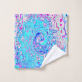 Groovy Abstract Retro Robin's Egg Blue Swirl Bad Handdoek (Wasdoekje)