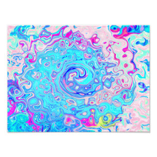 Groovy Abstract Retro Robin's Egg Blue Swirl Foto Afdruk