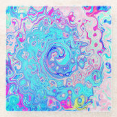 Groovy Abstract Retro Robin's Egg Blue Swirl Glazen Onderzetter (Voorkant)