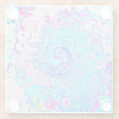 Groovy Abstract Retro Robin's Egg Blue Swirl Glazen Onderzetter (Achterkant)