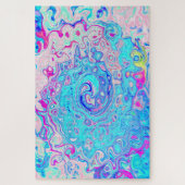 Groovy Abstract Retro Robin's Egg Blue Swirl Legpuzzel (Verticaal)