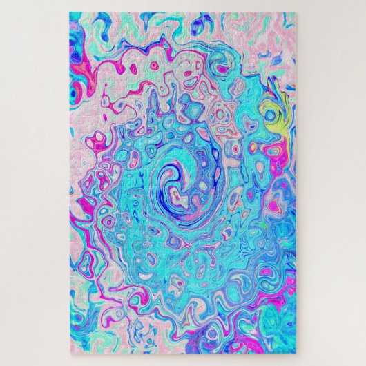Groovy Abstract Retro Robin's Egg Blue Swirl Legpuzzel (Verticaal)