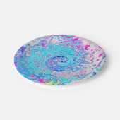 Groovy Abstract Retro Robin's Egg Blue Swirl Papieren Bordje (Gekanteld)