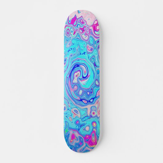 Groovy Abstract Retro Robin's Egg Blue Swirl Persoonlijk Skateboard (Voorkant)