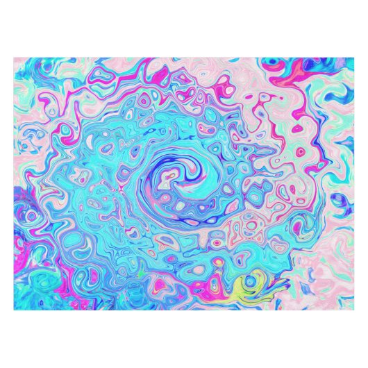 Groovy Abstract Retro Robin's Egg Blue Swirl Tafelkleed (Voorkant (Horizontaal))