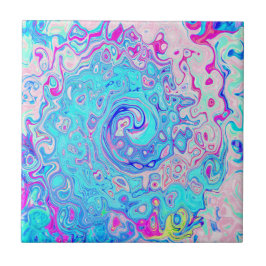 Groovy Abstract Retro Robin's Egg Blue Swirl Tegeltje