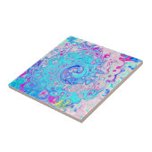 Groovy Abstract Retro Robin's Egg Blue Swirl Tegeltje (Zijkant)