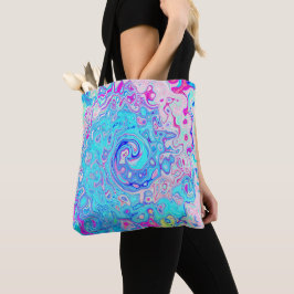 Groovy Abstract Retro Robin's Egg Blue Swirl Tote Bag