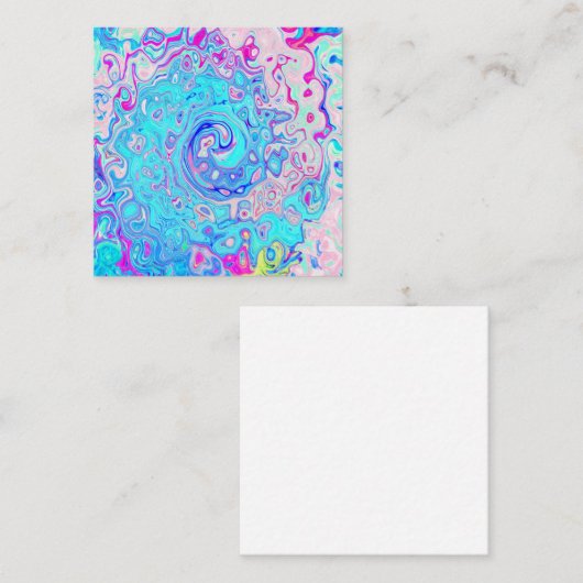 Groovy Abstract Retro Robin's Egg Blue Swirl Vierkante Visitekaartje (Voorkant / Achterkant)