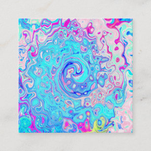 Groovy Abstract Retro Robin's Egg Blue Swirl Vierkante Visitekaartje