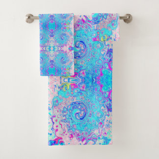 Groovy Abstract Retro Robin's Ei Blauw Draaien Bad Handdoek