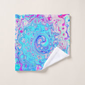 Groovy Abstract Retro Robin's Ei Blauw Draaien Bad Handdoek (Wasdoekje)