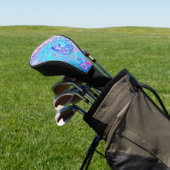 Groovy Abstract Retro Robins Ei Blauw Draaien Golfheadcover (Insitu)