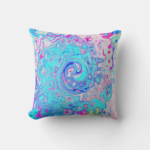 Groovy Abstract Retro Robins Ei Blauw Draaien Kussen