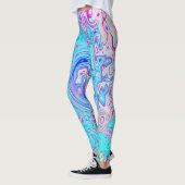 Groovy Abstract Retro Robins Ei Blauw Draaien Leggings (Links)
