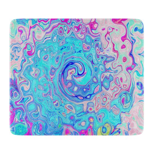 Groovy Abstract Retro Robins Ei Blauw Draaien Snijplank (Voorkant)