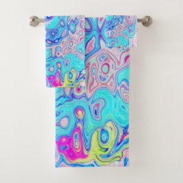 Groovy Abstract Retro Robins Ei Blauw Draaikolk Bad Handdoek