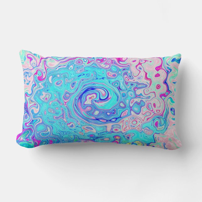 Groovy Abstract Retro Robins Ei Blauw Draaikolk Kussen (Voorkant)