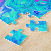 Groovy Abstract Retro Robins Ei Blauw Draaikolk Legpuzzel (Zijkant)