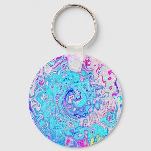 Groovy Abstract Retro Robins Ei Blauw Draaikolk Sleutelhanger (Voorkant)