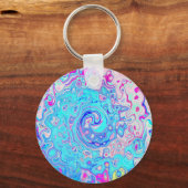 Groovy Abstract Retro Robins Ei Blauw Draaikolk Sleutelhanger (Voorkant)